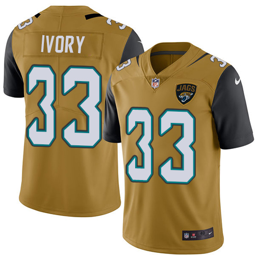 Men's Elite Chris Ivory Nike Jersey Gold - #33 Rush NFL Jacksonville Jaguars